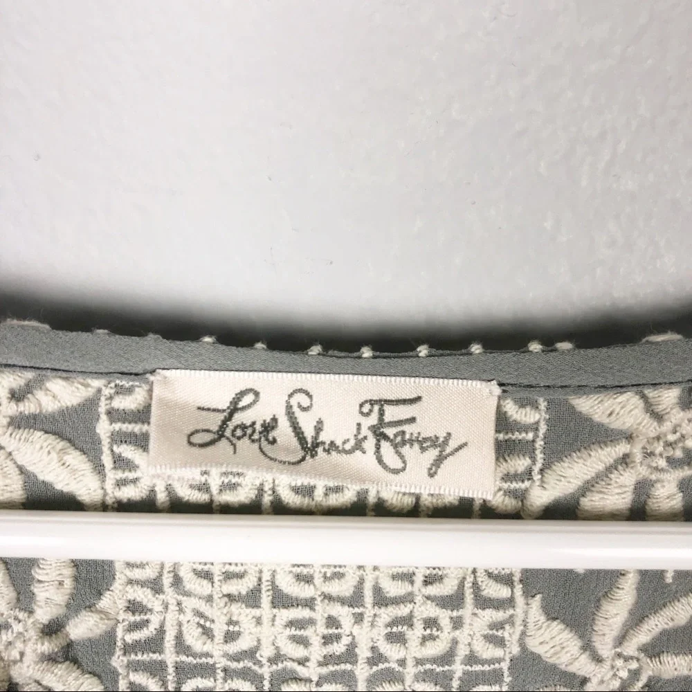 LoveShackFancy Embroidered Silk Georgette Long Sleeve Prairie Top Green Casual - Picture 10 of 11